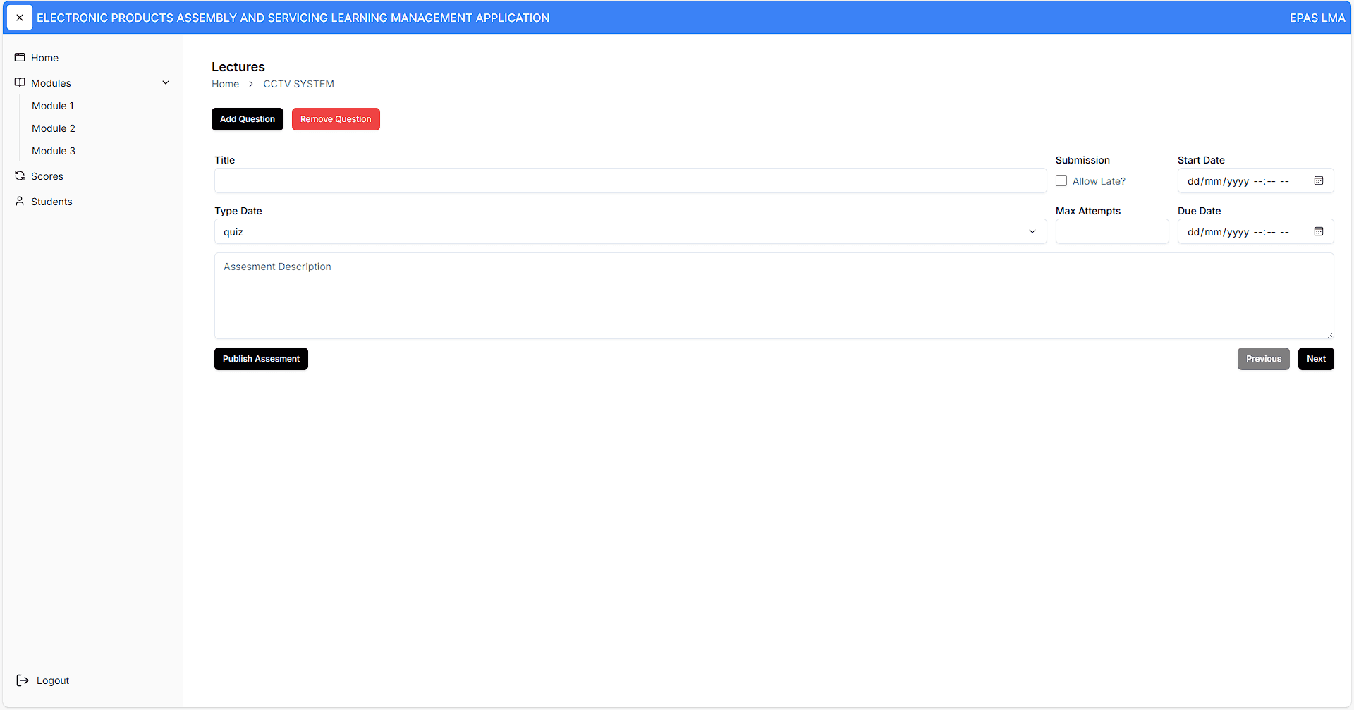 ELMS screenshot 2